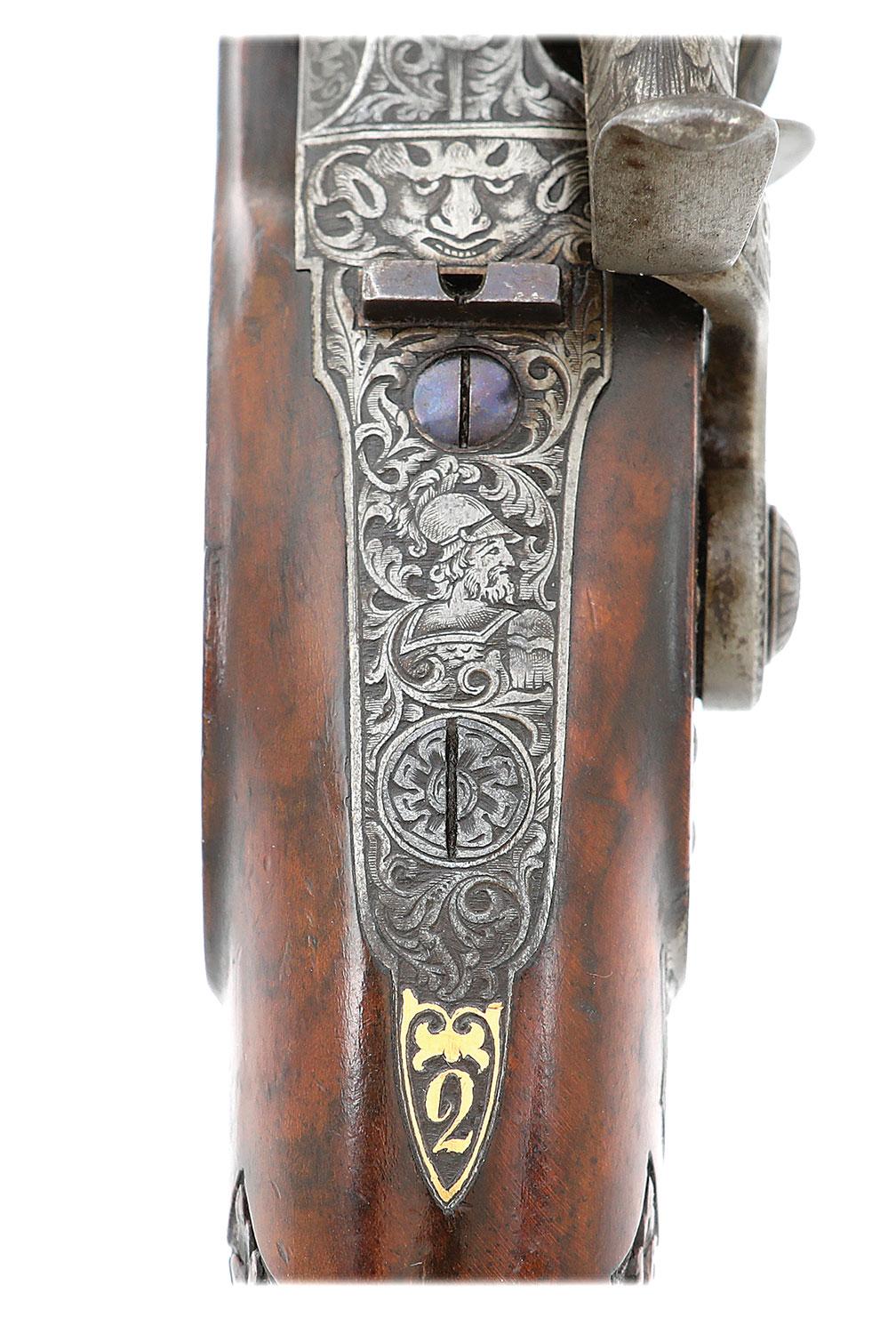 Wonderful Pair of Ornate Austrian Percussion Target Pistols by Johann Springer
