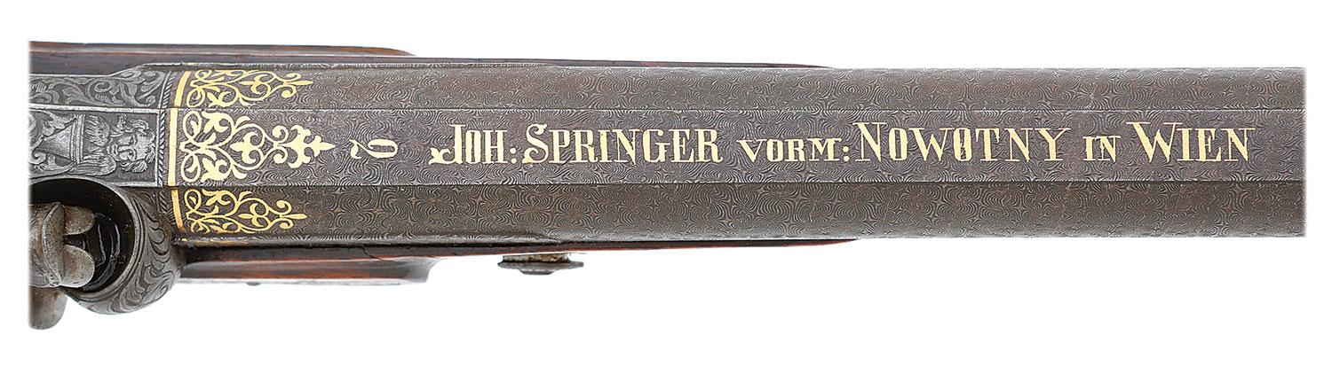 Wonderful Pair of Ornate Austrian Percussion Target Pistols by Johann Springer