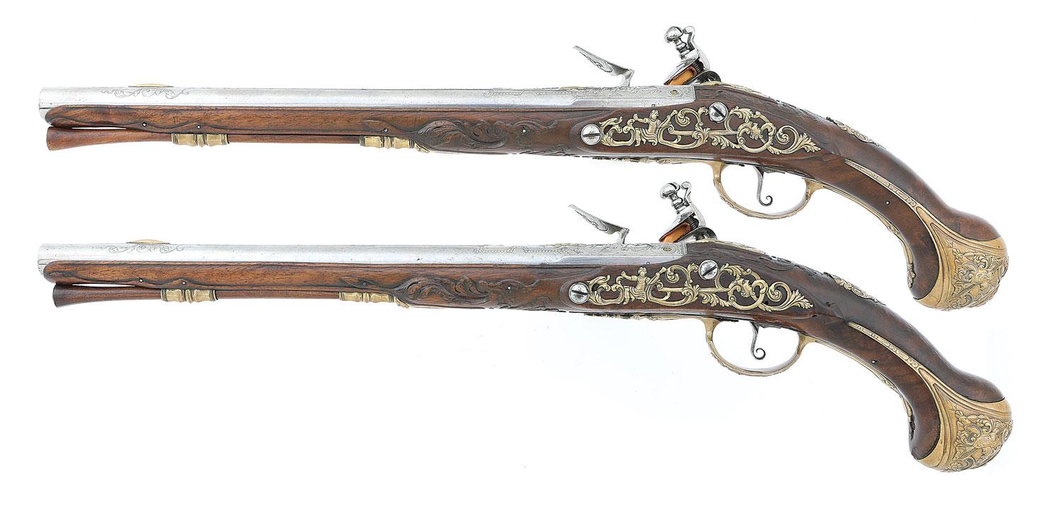 Exquisite Pair of Parisian Holster Pistols by Daniel Thiermay