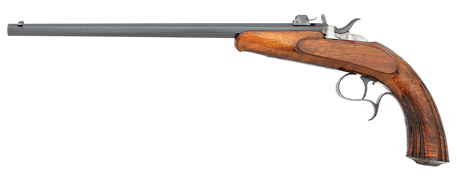 Attractive German Flobert Single Shot Target Pistol with Swiss Retailer Markings