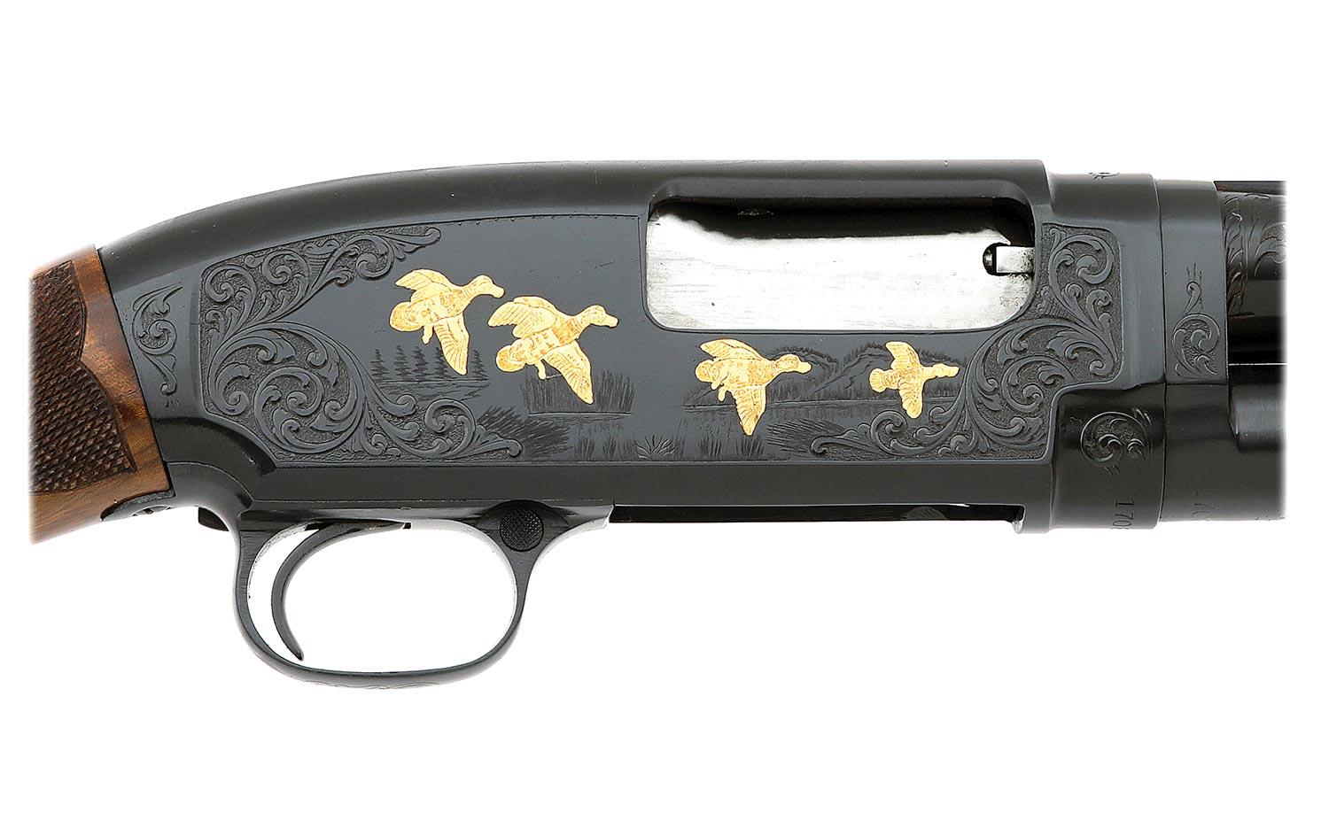 Custom Engraved and Gold Inlaid Winchester Model 12 Pigeon Grade Shotgun