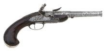 French Silver-Mounted Flintlock Pistol by Lutandu