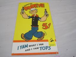 Stamped Metal Popeye Soda Sign