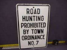 Road Hunting Prohibited Sign