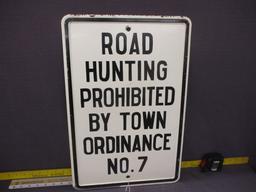 Road Hunting Prohibited Sign