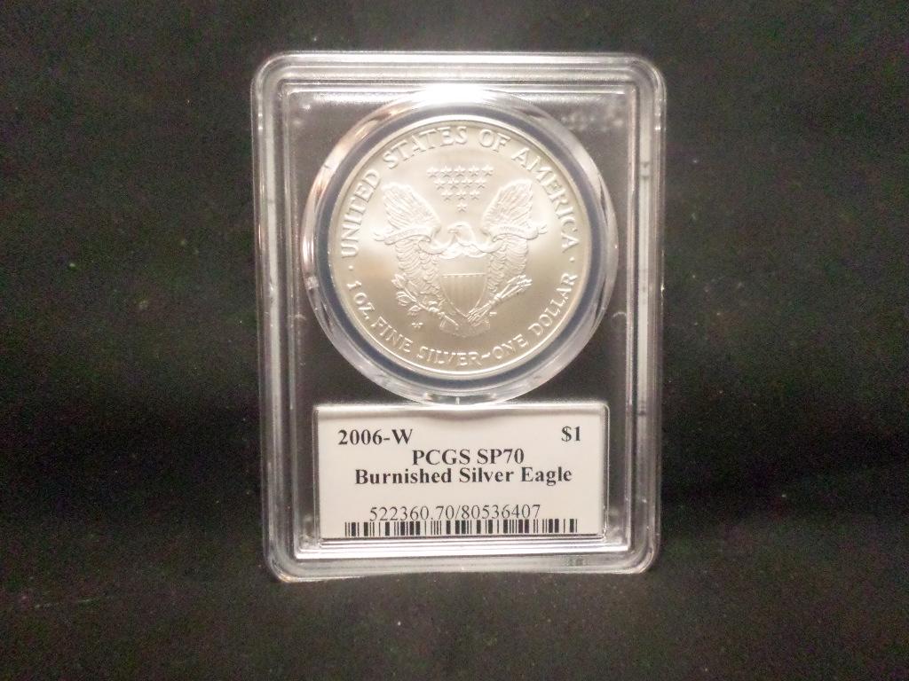 2006 W BURNISHED SILVER EAGLE PCGS SP-70
