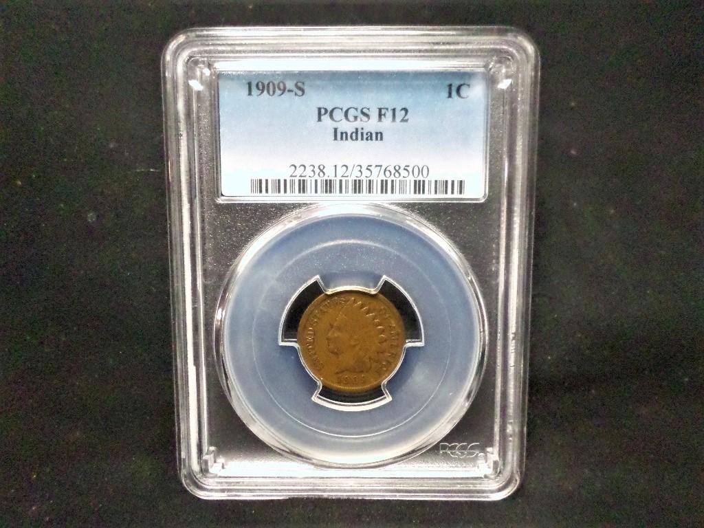 1909 S INDIAN HEAD PENNY PCGS F-12