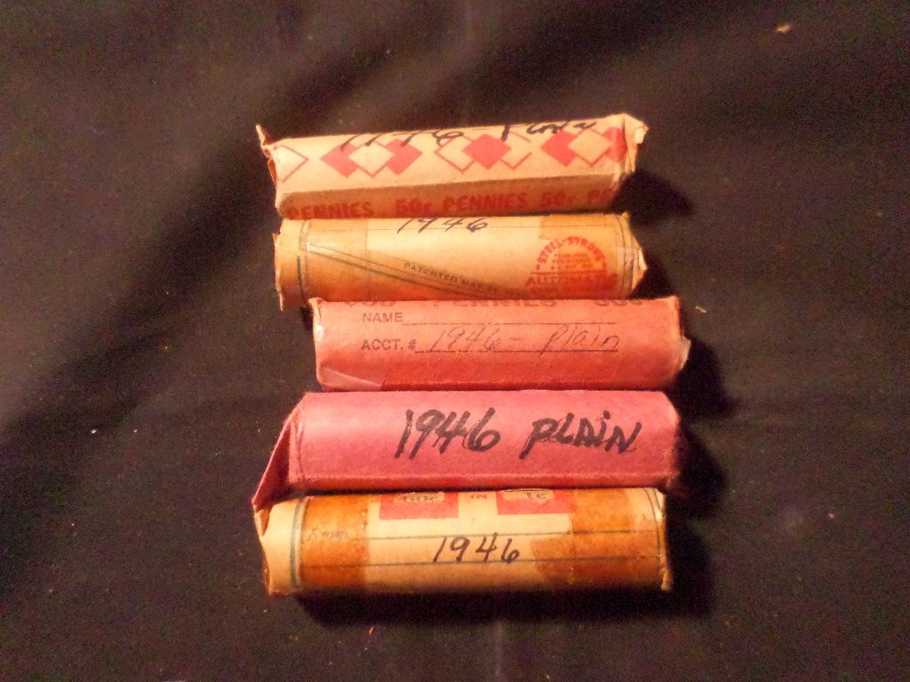 5 ROLLS OF 1946 WHEAT PENNIES