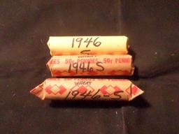 3 ROLLS  OF 1946 S WHEAT PENNIES