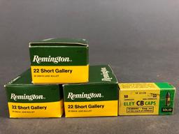 Approximately 750 rounds Remington 22 Short Gallery and 5 rounds Eley CB caps