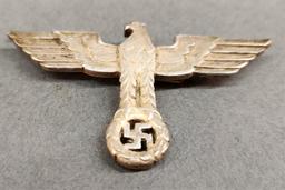 WWII German silvered Reichsadler cap pin