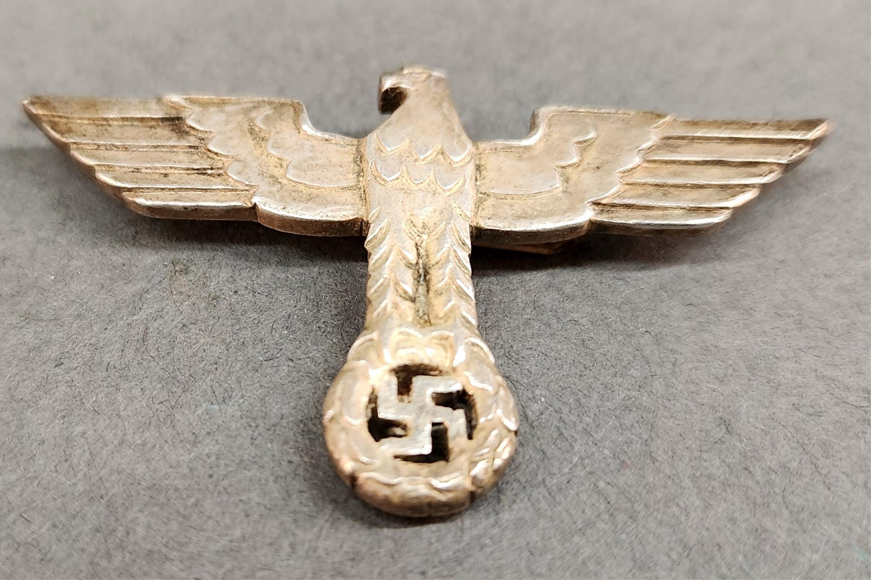 WWII German silvered Reichsadler cap pin