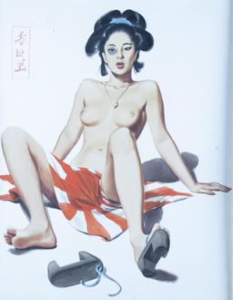 WWII attr. Ward Brackett watercolor pinup girl