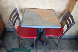 Lot of 6 Red Seat Metal Dining Chairs
