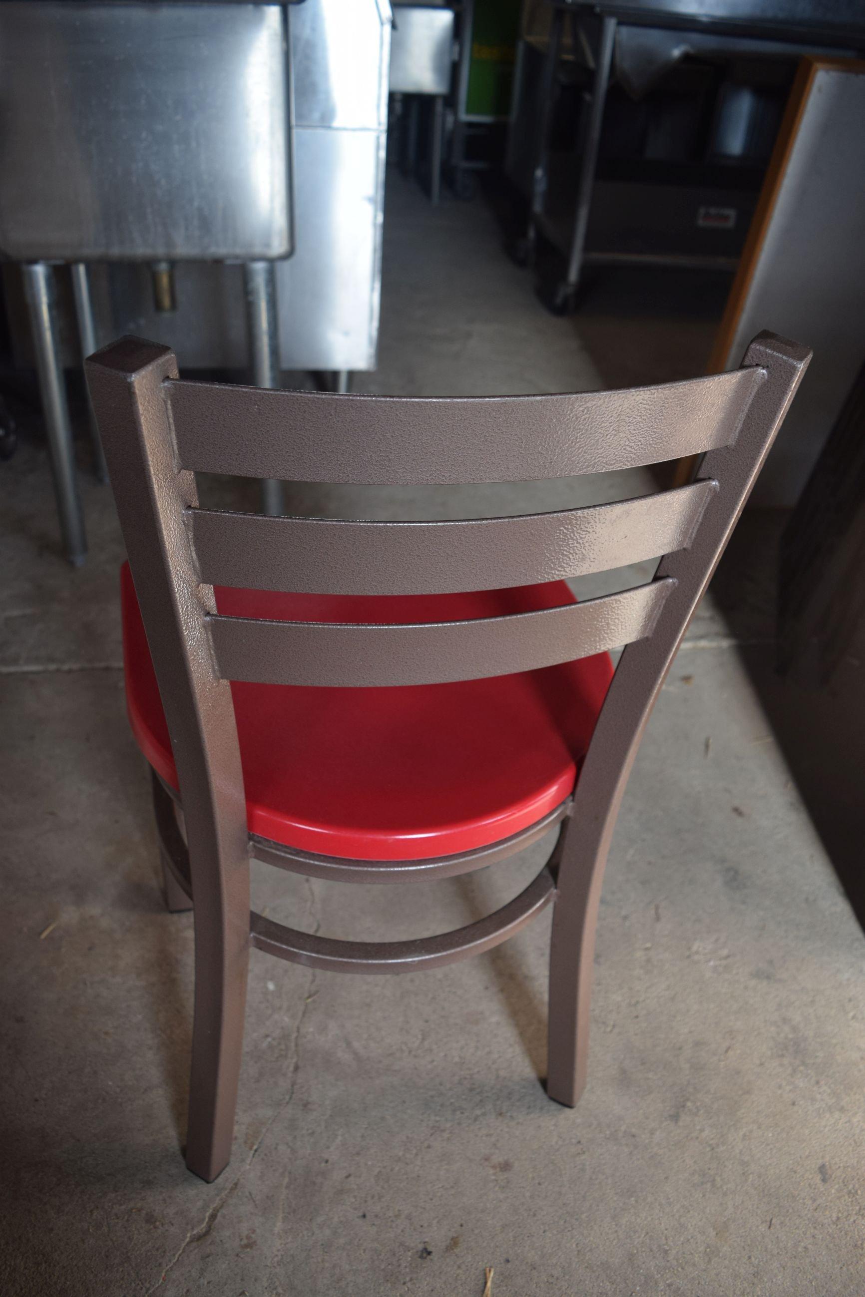 Lot of 6 Red Seat Metal Dining Chairs