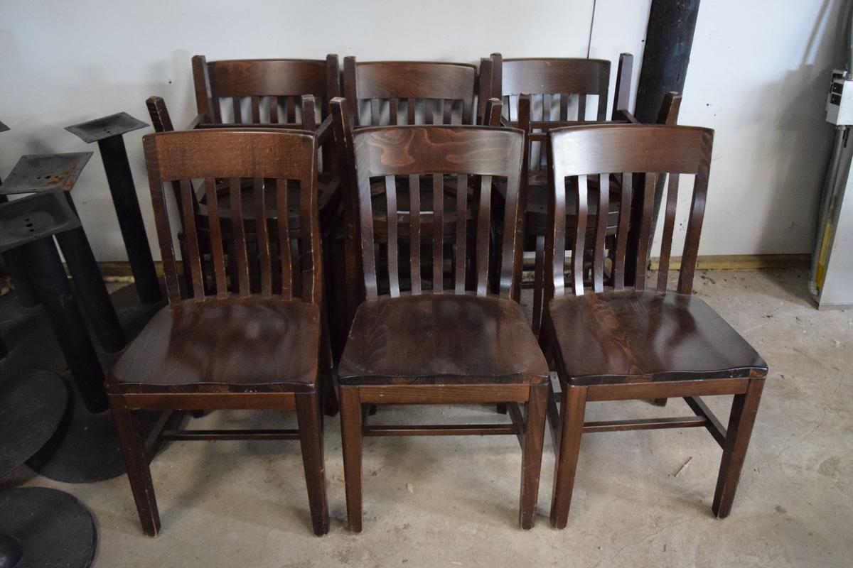 Lot of 9 heavy duty wooden chairs