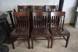 Lot of 9 heavy duty wooden chairs