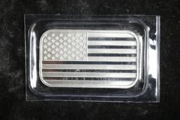 1OZ .999 FINE SILVER BAR (AMERICAN FLAG)