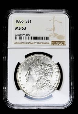 1886 SILVER MORGAN DOLLAR COIN NGC MS63