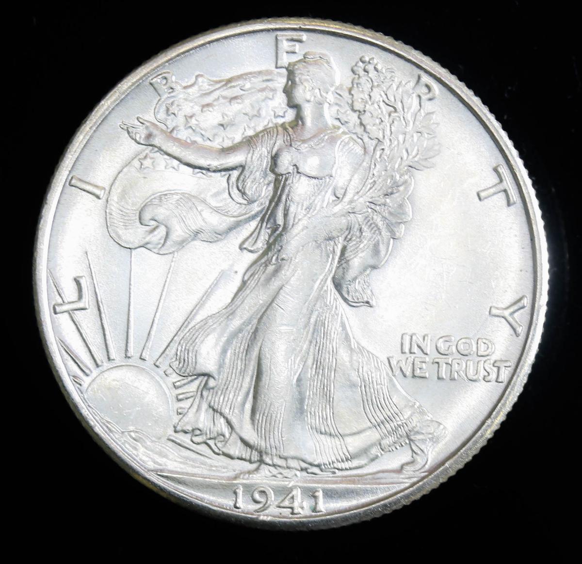 1941 D SILVER WALKING LIBERTY HALF DOLLAR GRADE GEM MS BU UNC MS++++ COIN!!!!