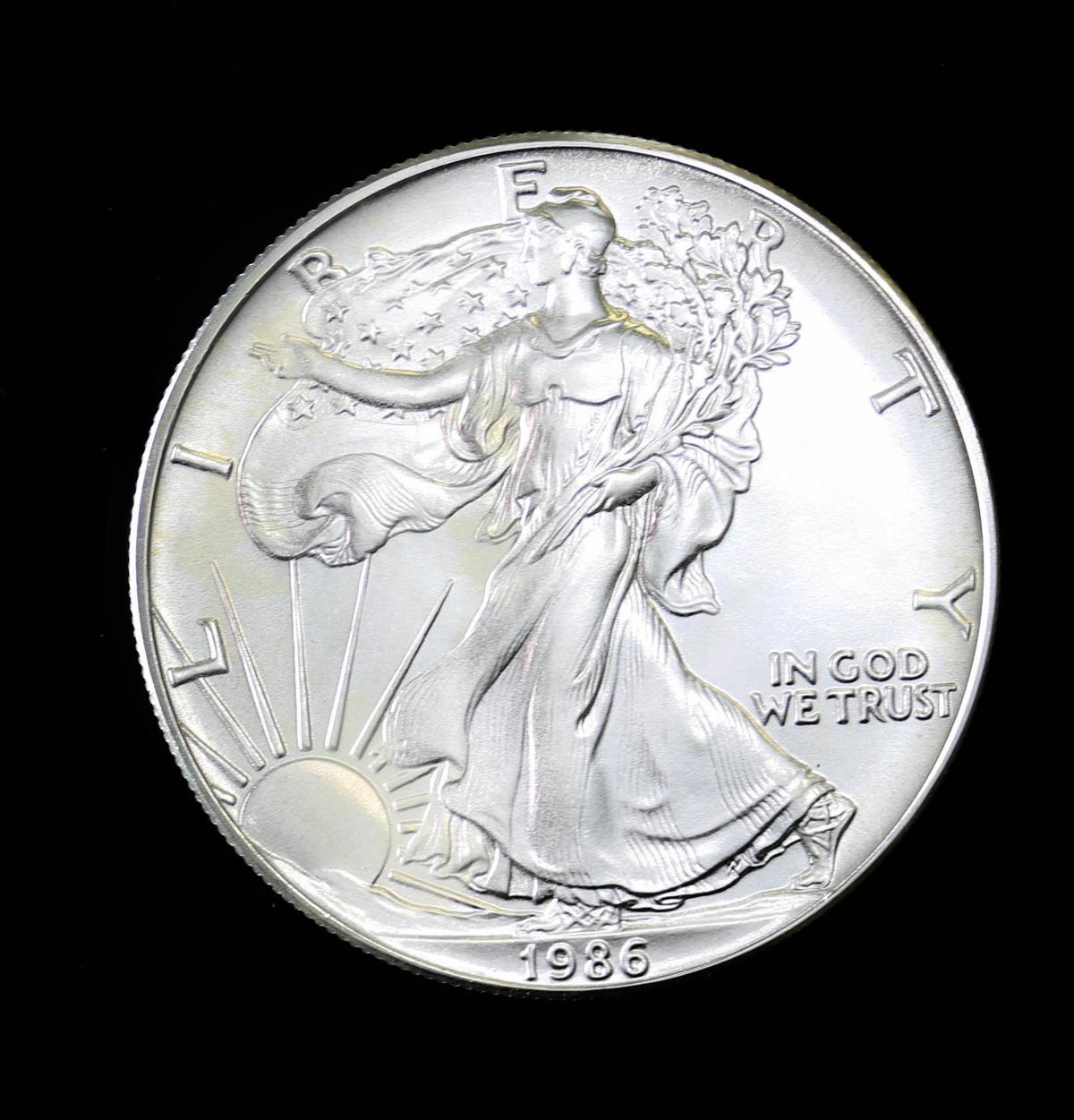 1986 1oz .999 FINE SILVER AMERICAN EAGLE GEM BU UNC MS+++ COIN