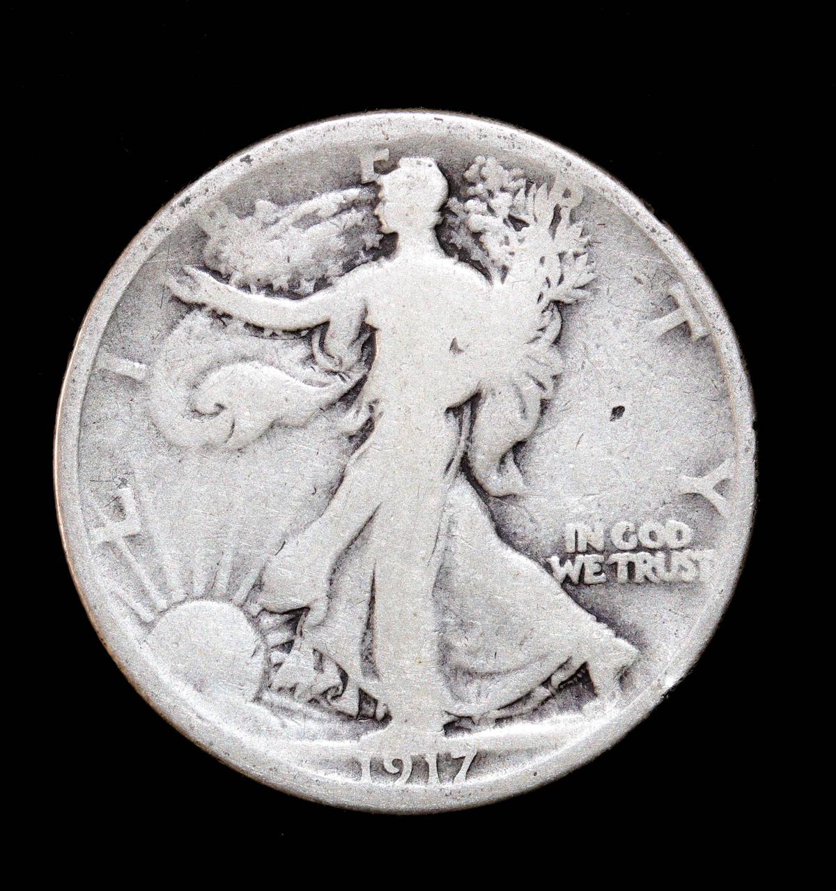 1917 S REVERSE WALKING LIBERTY HALF DOLLAR COIN