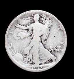 1917 S REVERSE WALKING LIBERTY HALF DOLLAR COIN