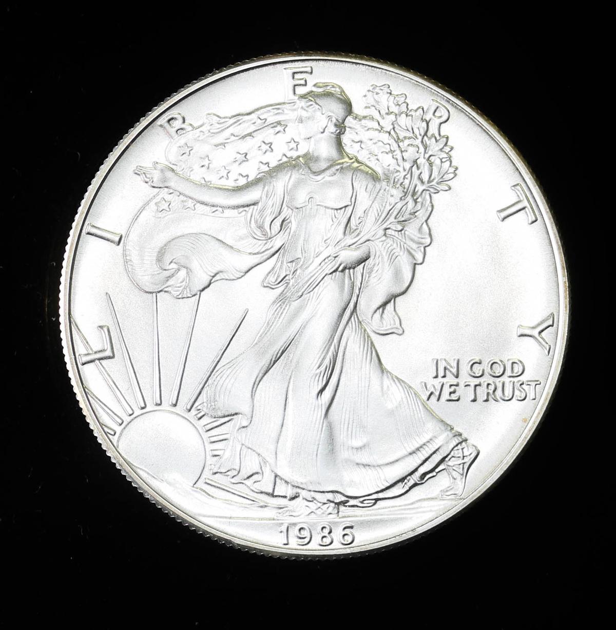 1986 1oz .999 FINE SILVER AMERICAN EAGLE COIN GEM BU UNC+++