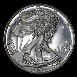 1oz .999 FINE SILVER ROUND (SMI EAGLE) PROOF FRESH FROM TUBE!!!