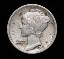 1916 MERCURY SILVER DIME COIN