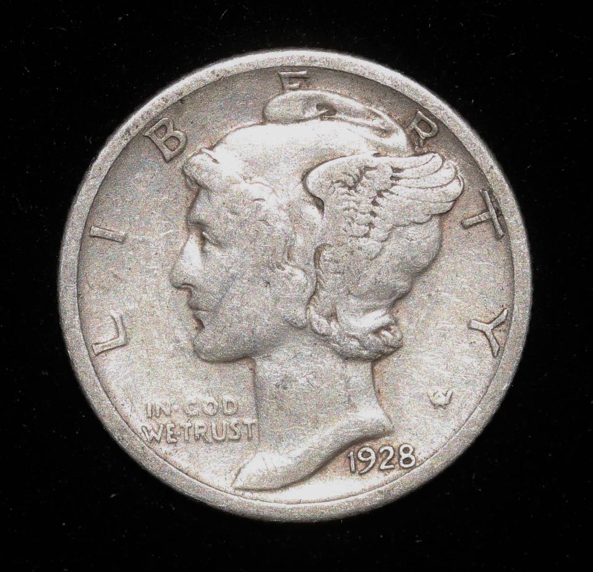 1928 MERCURY SILVER DIME COIN