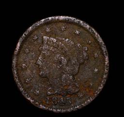 1845 LARGE CENT COPPER COIN