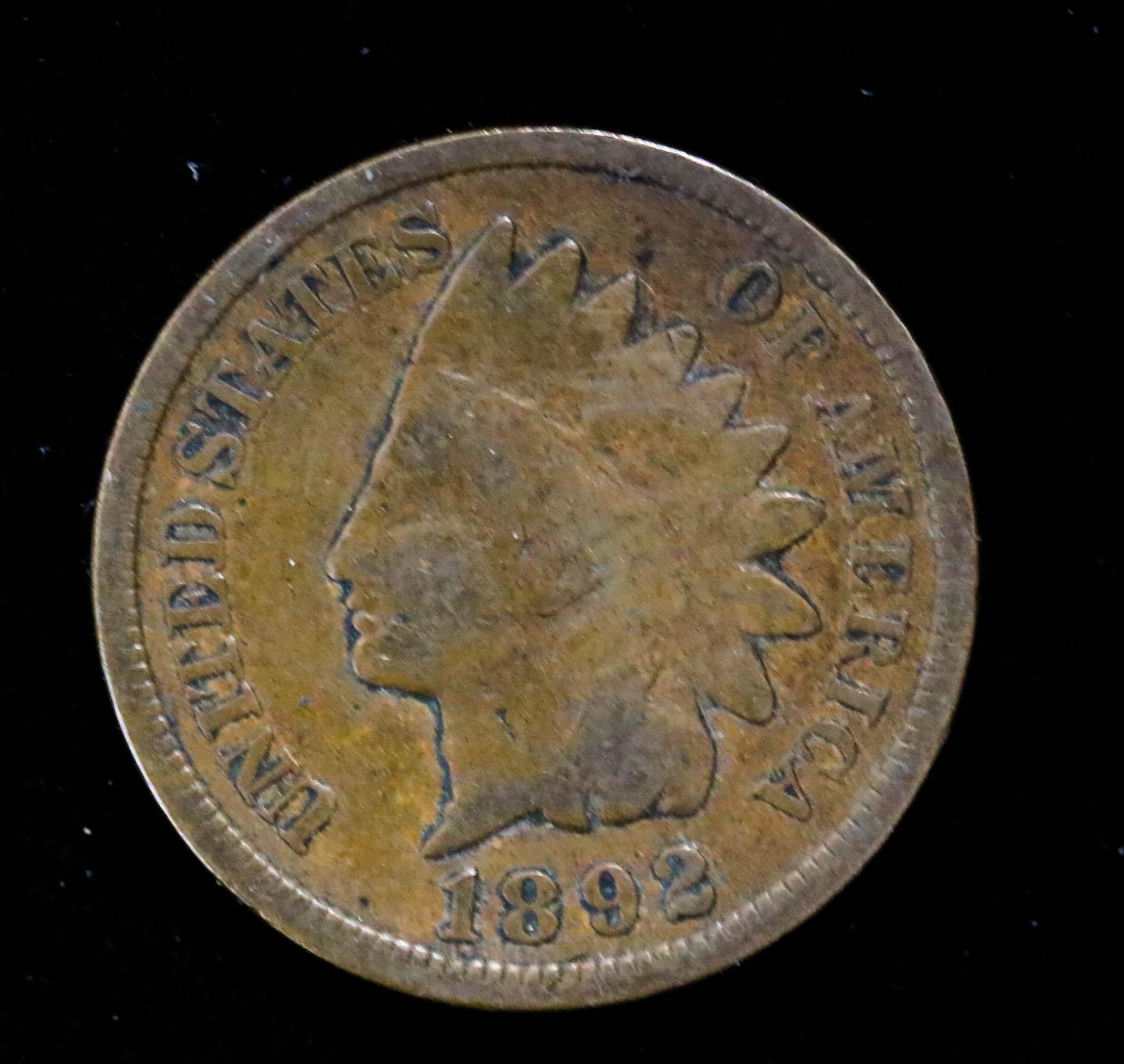 1892 INDIAN HEAD CENT PENNY COIN