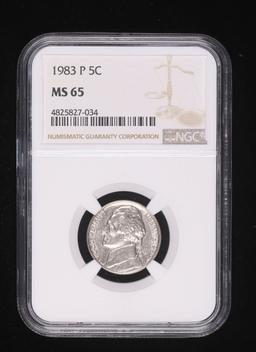 1983 P JEFFERSON NICKEL COIN NGC MS65