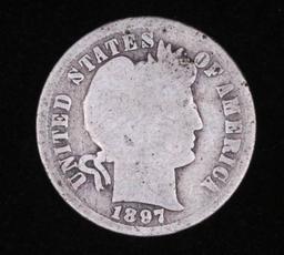 1897 BARBER SILVER DIME COIN