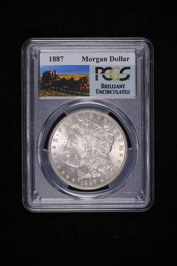 1887 MORGAN SILVER DOOLAR COIN PCGS BRILLIANT UNCIRCULATED