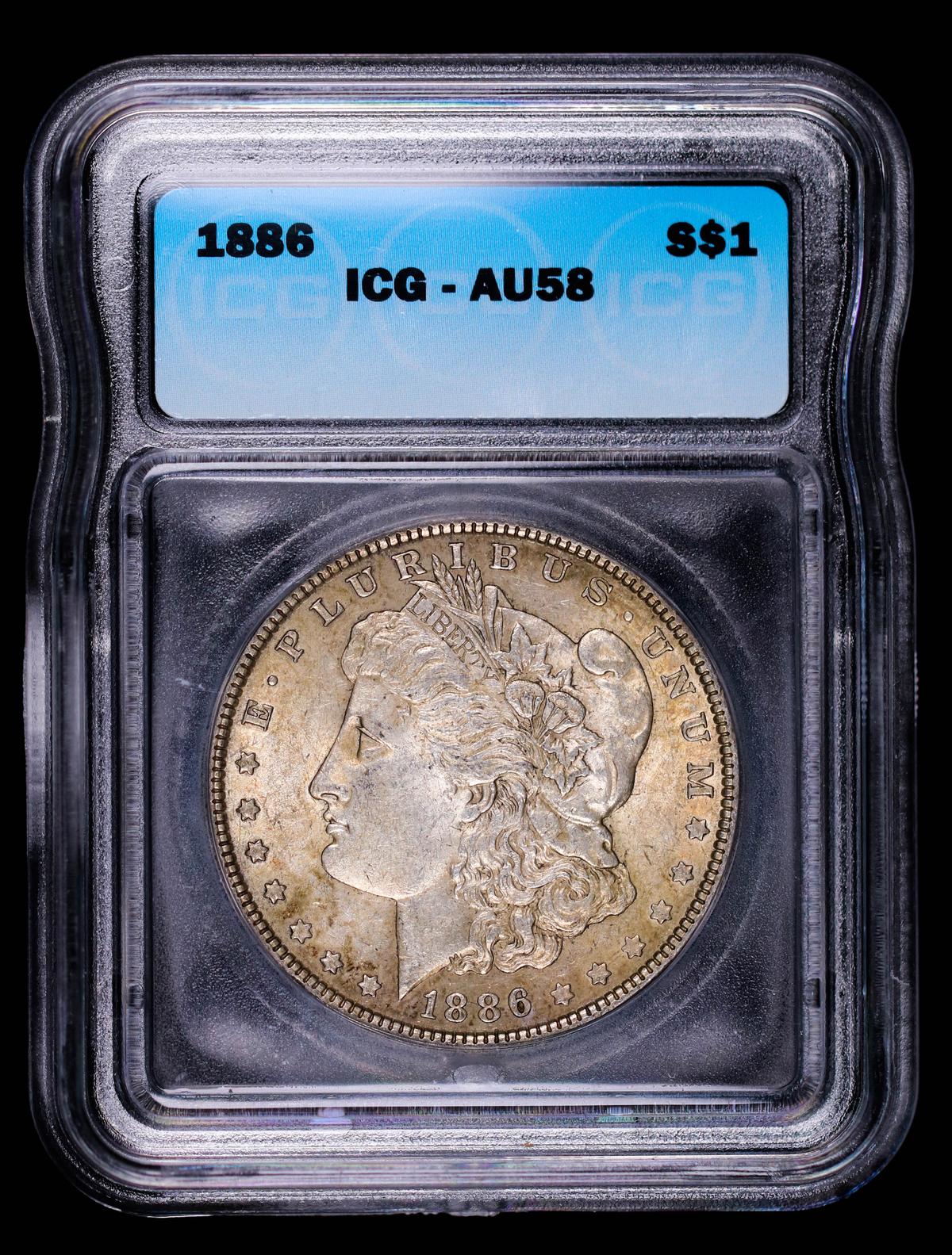 1886 MORGAN SILVER DOLLAR COIN ICG AU58