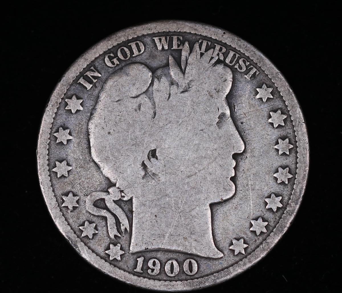 1900 BARBER SILVER HALF DOLLAR COIN