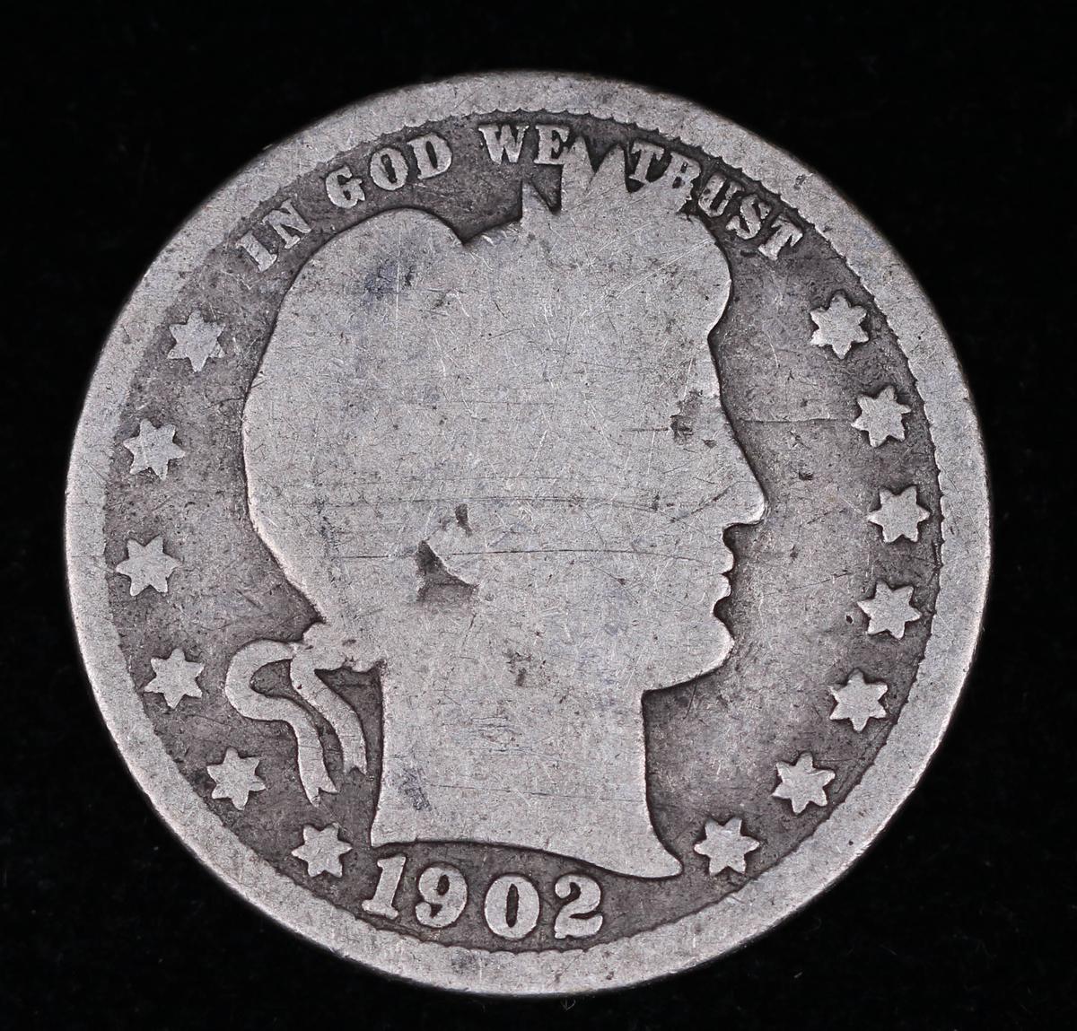 1902 BARBER SILVER QUARTER DOLLAR COIN