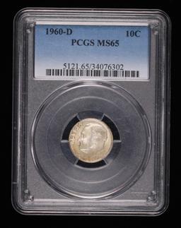 1960 D ROOSEVELT SILVER DIME COIN PCGS MS65