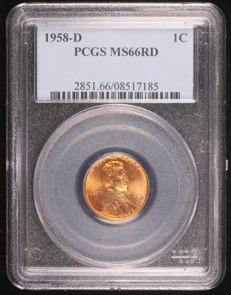 1958 D PENNY COIN PCGS MS66RD