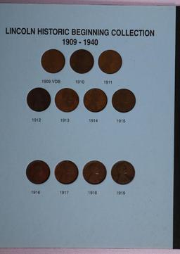 LINCOLN HISTORIC BEGINNING COLLECTION 1909-1940 COMPLETE PENNY BOOK