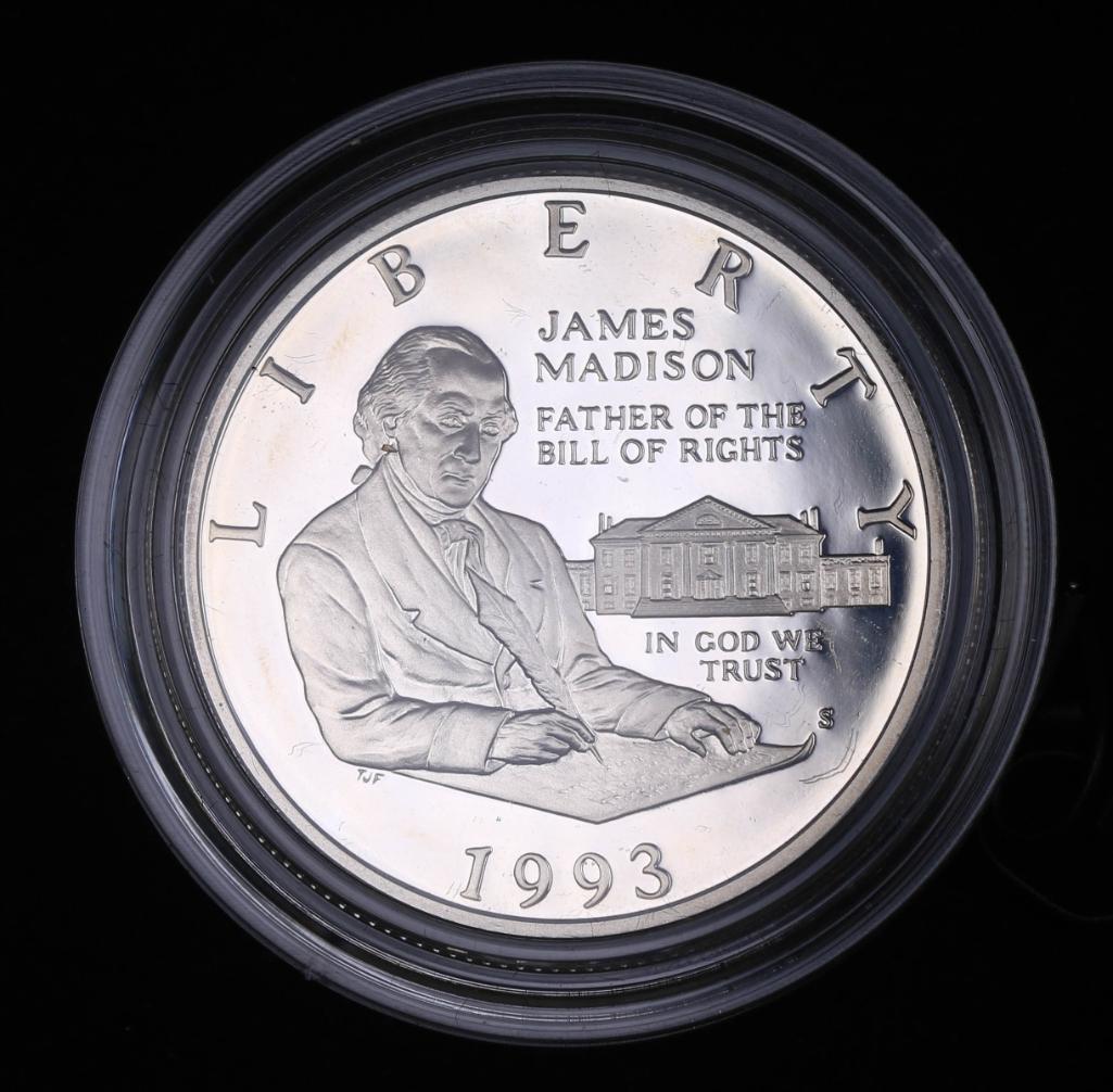 1993 US COMMEMORATIVE SILVER HALF DOLLAR PROOF COIN **MADISON**