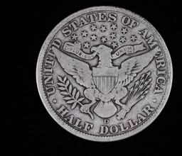 1907 D BARBER SILVER HALF DOLLAR COIN