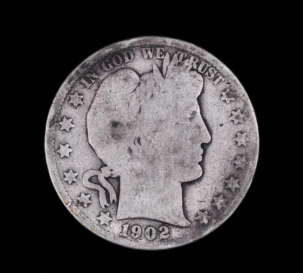 1902 S BARBER SILVER HALF DOLLAR COIN