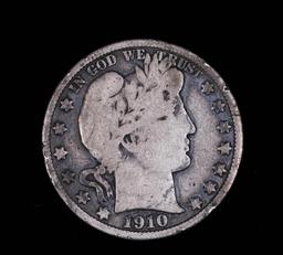 1910 BARBER SILVER HALF DOLLAR COIN