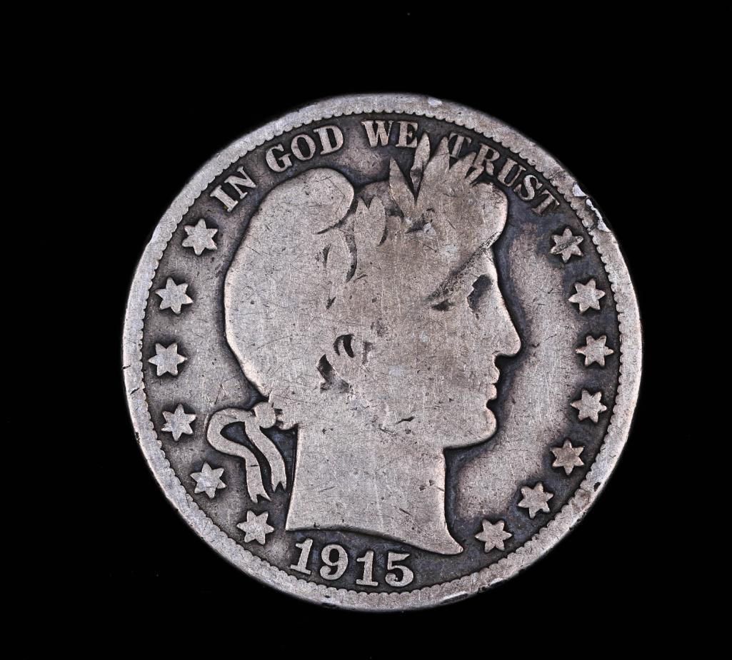 1915 BARBER SILVER HALF DOLLAR COIN