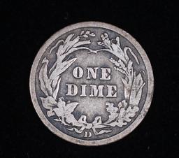 1911 D BARBER SILVER DIME COIN