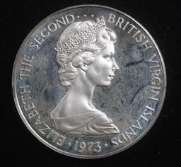 1973 BRITISH VIRGIN ISLANDS DOLLAR PROOF SILVER COIN .7643 ASW