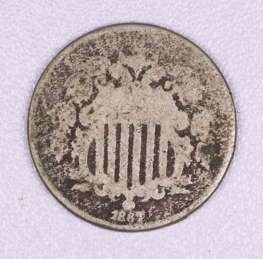 1867 SHIELD NICKEL COIN